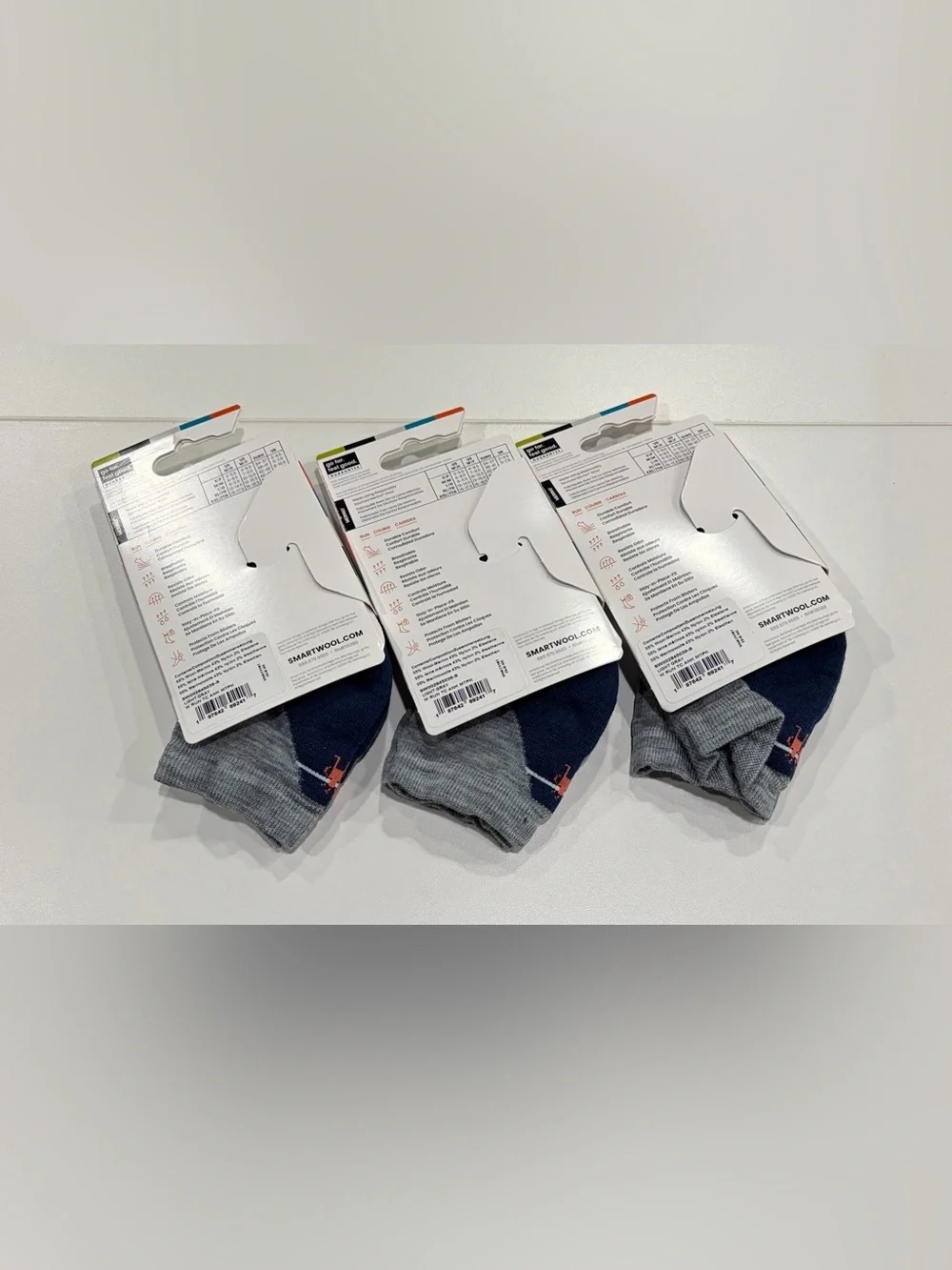 SmartWool Women's Small Run Targeted Cushion Running Socks 3-Pack Ankle Gray NWT